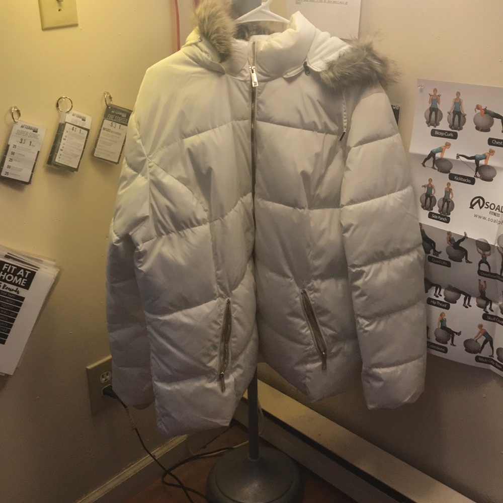 White Winter Coat with Fur Hood